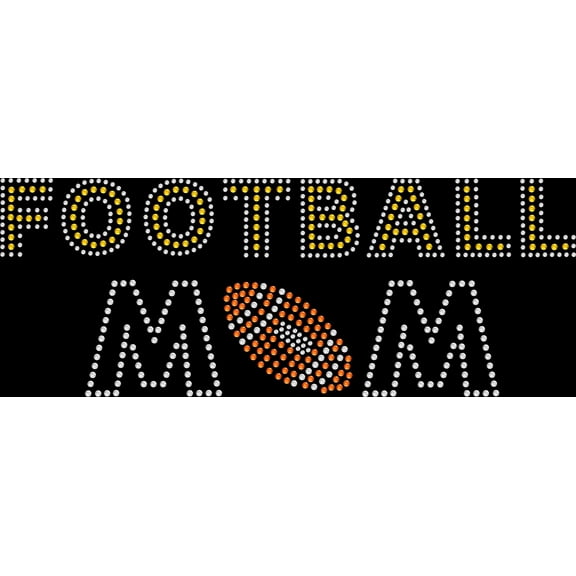 Rhinestone Bling Sparkle Iron On Transfer DIY Football Mom Ball Yellow