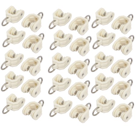 - Unique Bargains9mm Dia Wheel Swivel Eye Ring Curtain Track Rail Sliding Roller Beige 30pcs