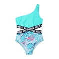 thumbnail image 5 of Alvivi Girl's Bikini Set Two Piece One Shoulder Swimsuits with Shorts Bathing Suit Cut Out One Piece Monokini Leaf 16, 5 of 7