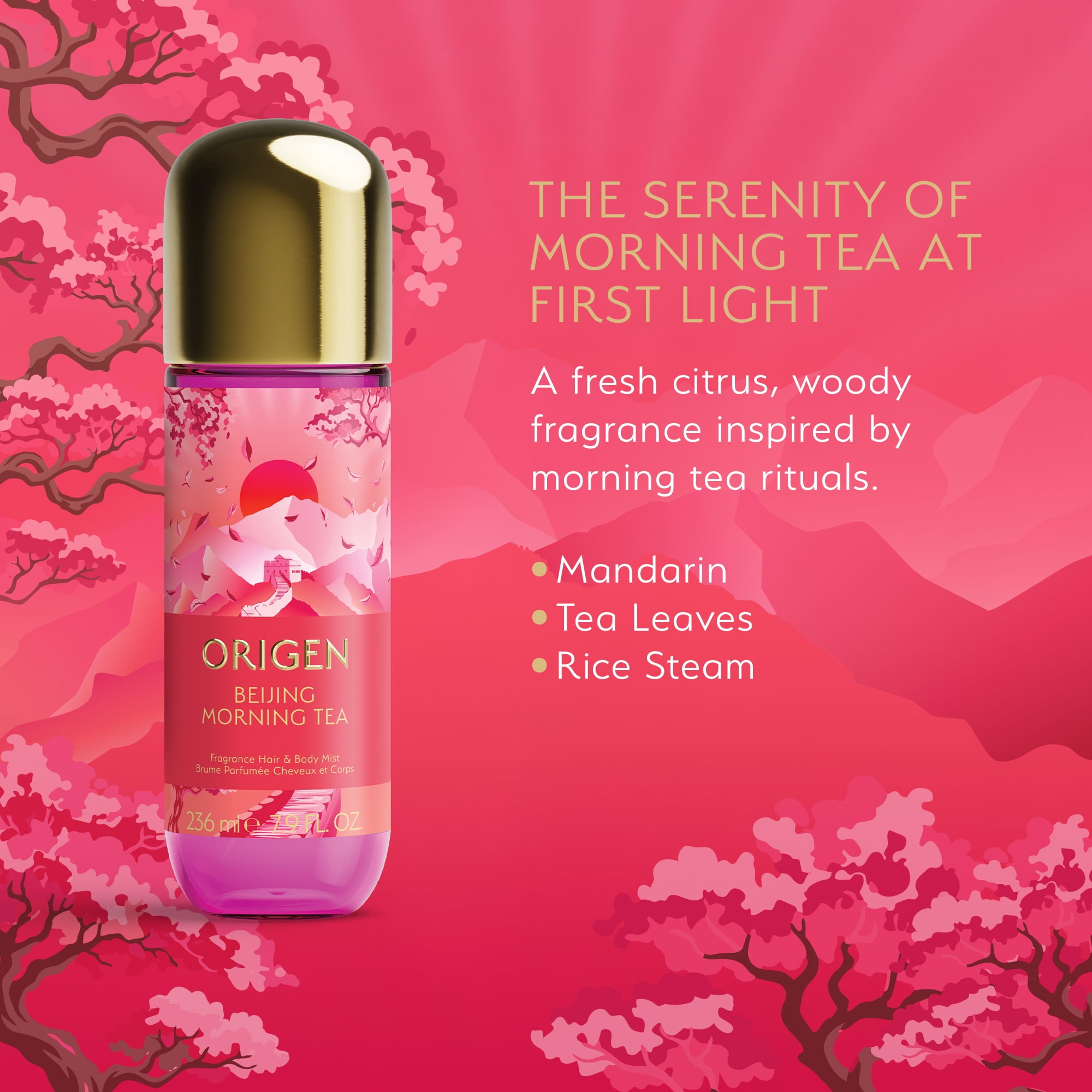 Origen Beijing Morning Tea Fragrance Mist Citrus Woody Body Spray 236ml for Women