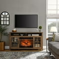 thumbnail image 3 of 55 inch TV Media Stand with Electric Fireplace KD Inserts Heater,Reclaimed Barnwood Color, 3 of 7