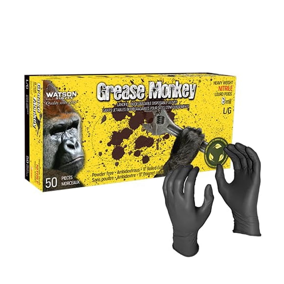 Grease Monkey 5555PF Nitrile 8mil Gloves, 50/box
