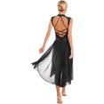 thumbnail image 2 of IEFIEL Womens Sequins Sheer Mesh Patchwork Dance Leotard Side Slit Maxi Dress Lyrical Contemporary Dance Costume, 2 of 7