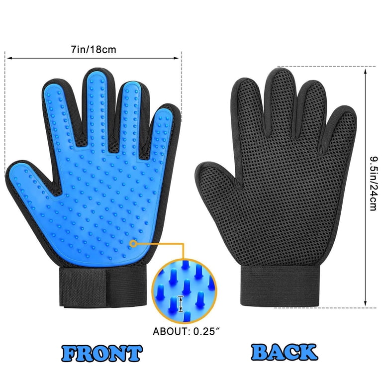 Pet Grooming Gloves with Silicone Tips, Blue photo 3
