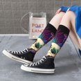 thumbnail image 5 of Xecao Mushrooms and Skull print thigh-high socks, crafted for both men and women with a stretchy, high-opaque design perfect for daily wear, 5 of 6