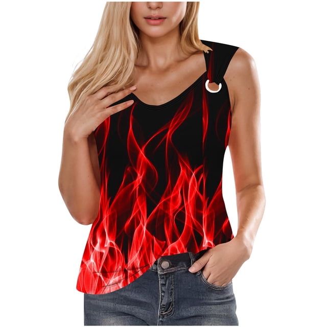 Débardeurs pour Femmes, Camisole Imprimée Sans Manches T-Shirt Ample