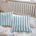 thumbnail image 6 of Throw Pillow Covers 20x20 Inch Set of 2, Aqua Striped Waterproof Outdoor Pillow Covers, Modern Farmhouse Blue White Stripes Decorative Cushion Pillowcases for Couch, Sofa, Bed, Garden, Patio, 6 of 9