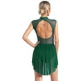thumbnail image 2 of YiZYiF ​​​Women's Lyrical Dance Dress Flowy Tulle Skirt Leotard Rhinestone Figure Skating Costumes Green XL, 2 of 7