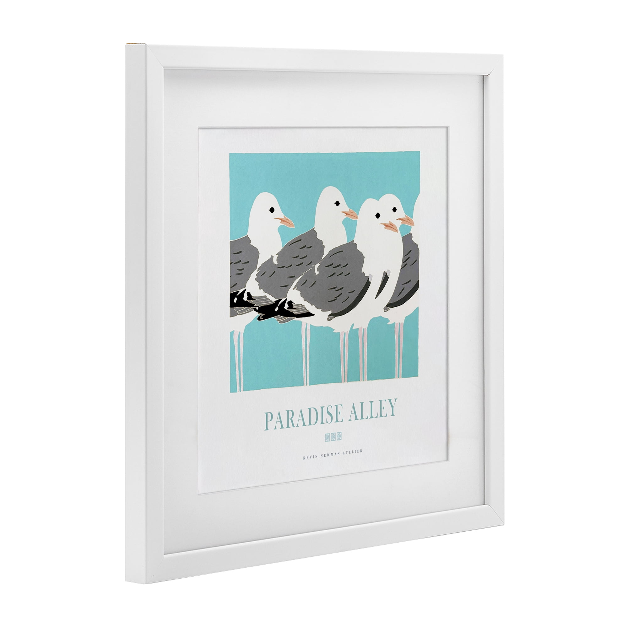 Stupell Industries Paradise Alley Seagull Gathering White Framed Print Under Glass, design by Jadei Graphics