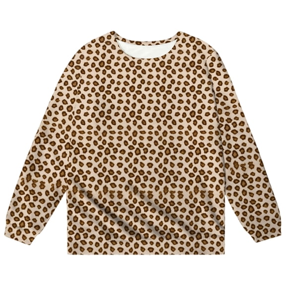 JAJAHO Girls Long Sleeve Shirts For Kids Leopard Print Crew Neck Loose Fit Cute Graphic Tee Girl Spring Fall Clothes Ages 3-14 Years Stylish Tops
