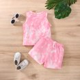 thumbnail image 1 of Vedolay Girls Shorts Sets Outfits Girl's Casual 2 Piece Outfits Cute Print Trim Cami Tops and Shorts Set,Pink 9-12 Months, 1 of 5