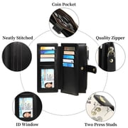 GAEKEAO Womens Wallet RFID Blocking Trifold Large Capacity Ladies Wallets Leather Floral Card Holder Multi Card Organizer