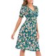 thumbnail image 5 of Vestido de manga corta de playa boho floral de gasa con cuello en V casual para mujer Fridja yut3450, 5 of 8