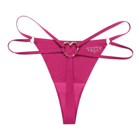 

amousa Underwear Women s Seamless Thong Metal Ring Sexy Cotton Crotch Breathable Underwear