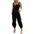 thumbnail image 1 of aidice One-Piece Jumpsuits for Women Summer Sleeveless Zip Drawstring Rucked Elastic Hem Pants Rompers, 1 of 8