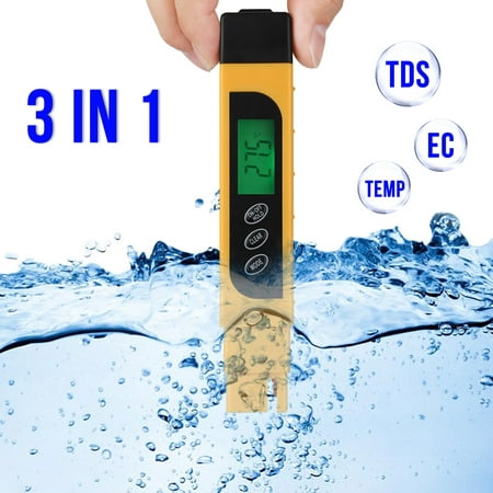 TDS Water Quality Tester - TDS, EC & Temperature Meter 3 in 1, 0-9999 ppm Meter, LCD Display, TDS Meter for Drinking Water Test, Coffee, Swimming Pool, Aquarium, RO/DI Water,