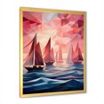 thumbnail image 2 of Designart "Twilight Sail on the Nautical Ship II" Coastal Framed Wall Art - Coastal Blue Coastal Sunset Entryway Framed Wall Art Print, 2 of 6