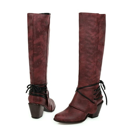 

HOMBOM Chelsea Boots Casual Christmas Couples High-Heels Knee High Boots Wide Calf Boots For Women Winter White Shoes For Women Boots For Rollback