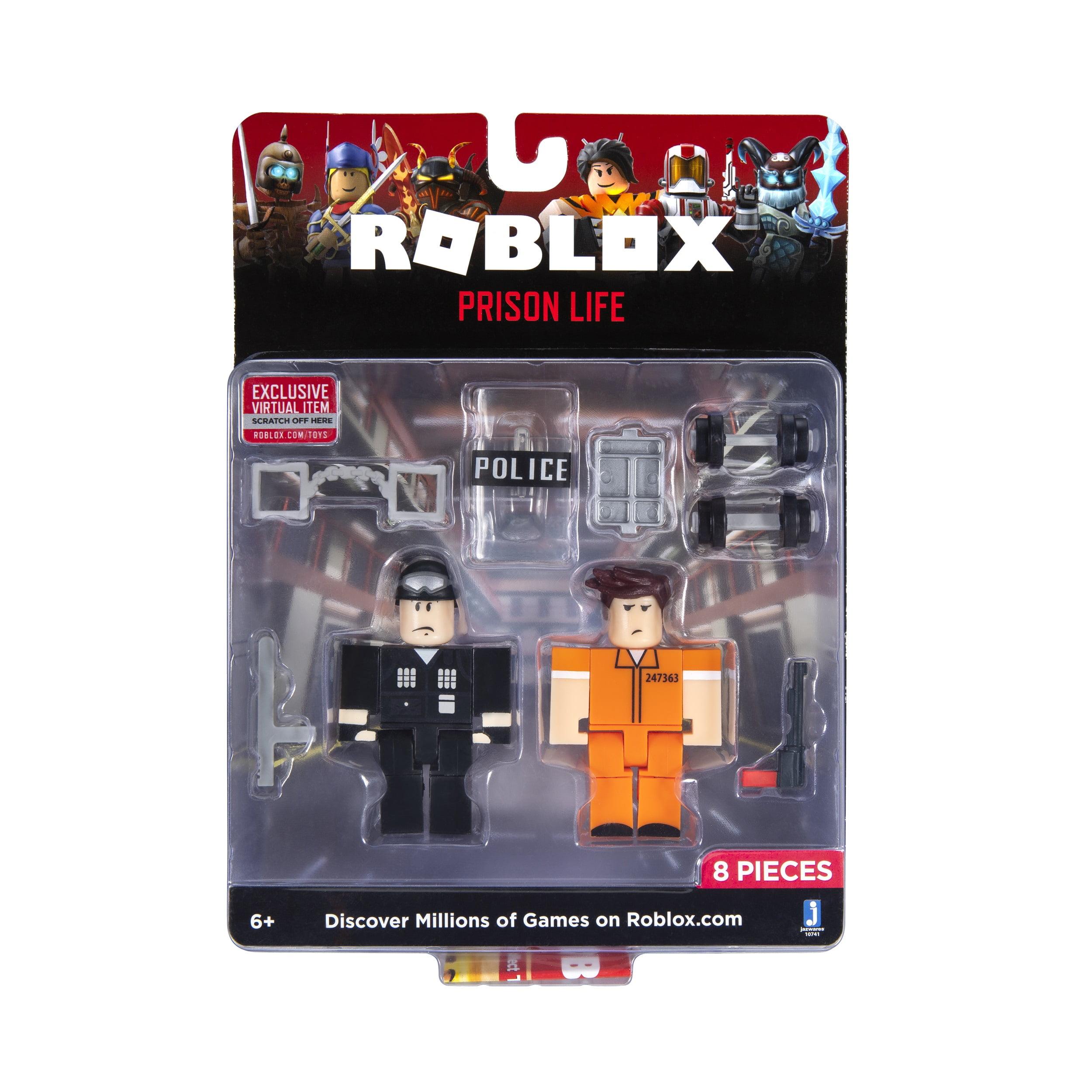 Roblox Action Collection Prison Life Game Pack Includes Exclusive Virtual Item Walmart Com Walmart Com - roblox prisoner clothes
