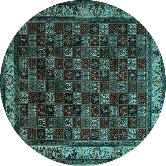 Ahgly Company Indoor Round Persian Light Blue Traditional Area Rugs, 5' Round