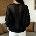 thumbnail image 4 of Dwellite Women's Oversized Long Sleeve Summer Casual Cardigan V-Neck Button Front Loose Fit Travel Work Knit Tops 2026 Black M, 4 of 4
