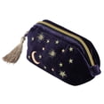 thumbnail image 4 of Bolsa de maquillaje para cosméticos SZZCX, terciopelo azul marino, estrellas lunares, 18 x 11 x 10 c, 4 of 6