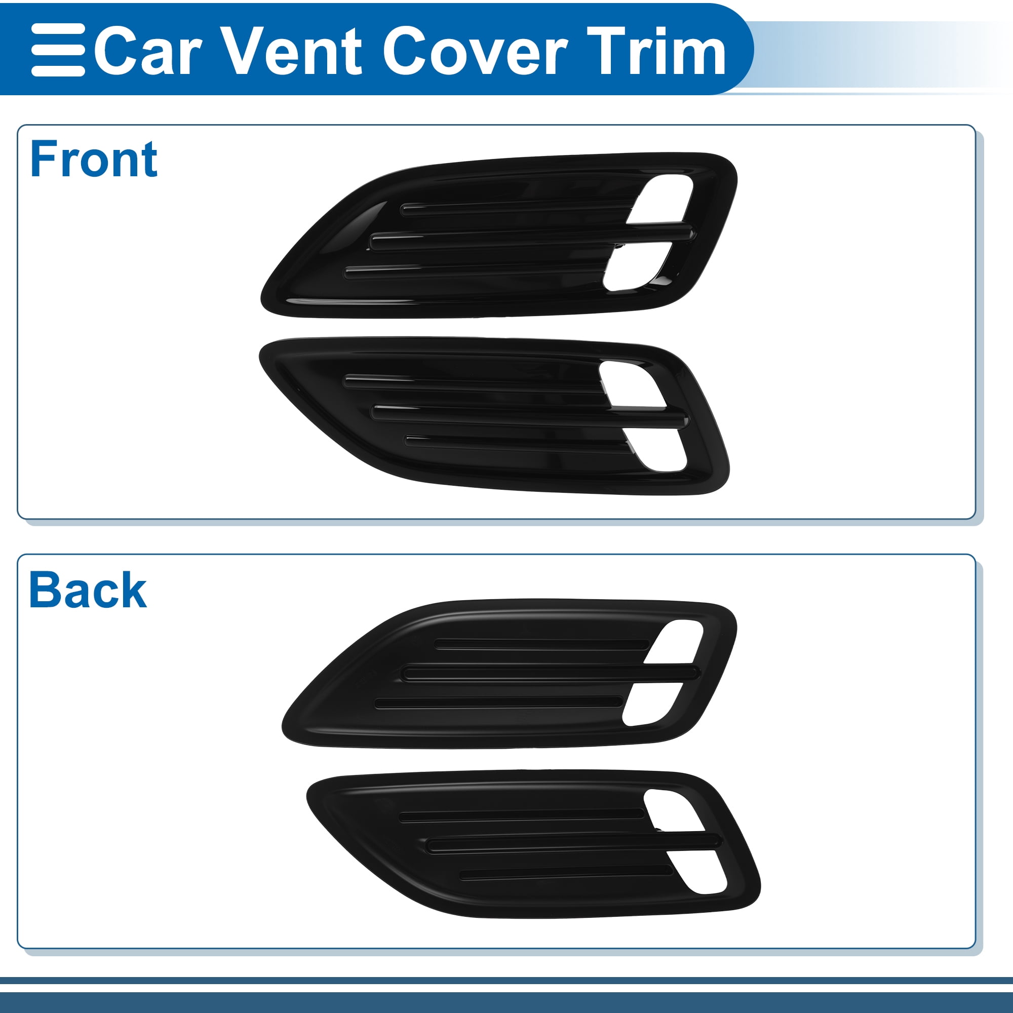 Unique Bargains Hood Air Outlet Vent Cover Trim for Kia Stinger 2018-2023 Hood Scoop Bezel Exterior Decor Cover ABS Glossy Black x 1 pair