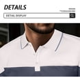 thumbnail image 3 of HomeDM Men's Collared V-Neck Shirts Short Sleeve Button Color Block Golf T-Shirt Summer Pullover Tops, Gray Size XS, 3 of 8