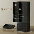 thumbnail image 3 of HOMCOM 72" Kitchen Pantry Cabinet with LED Light and Door Shelves, Black, 3 of 10