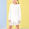 thumbnail image 4 of Tunic Top for Girls Fashion Long Sleeve Shirt with Thumb Hole Loose Tshirt Crew Neck Fall Blouse Teen Girl Clothes White 140, 4 of 7