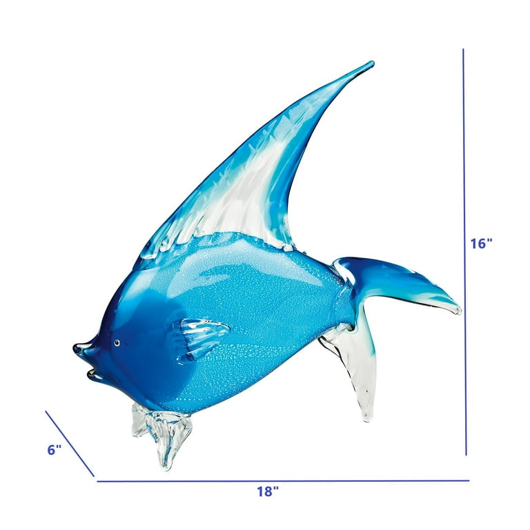 16 Mouth Blown Light Blue Tropical Fish Art Glass 16 Mouth Blown Light Blue Tropical Fish Art Glass