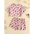 thumbnail image 3 of Coduop Toddler Girls Summer 2PCS Shorts Sets Short Sleeve Crop T-shirt and Floral Shorts Outfits, 3 of 7