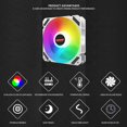 thumbnail image 3 of Ventilador de refrigeración Coolmoon Rgb, 120mm, Pwm Argb, ventilador con carcasa para Pc, silencioso, 4 pines direccionables, 3 of 4