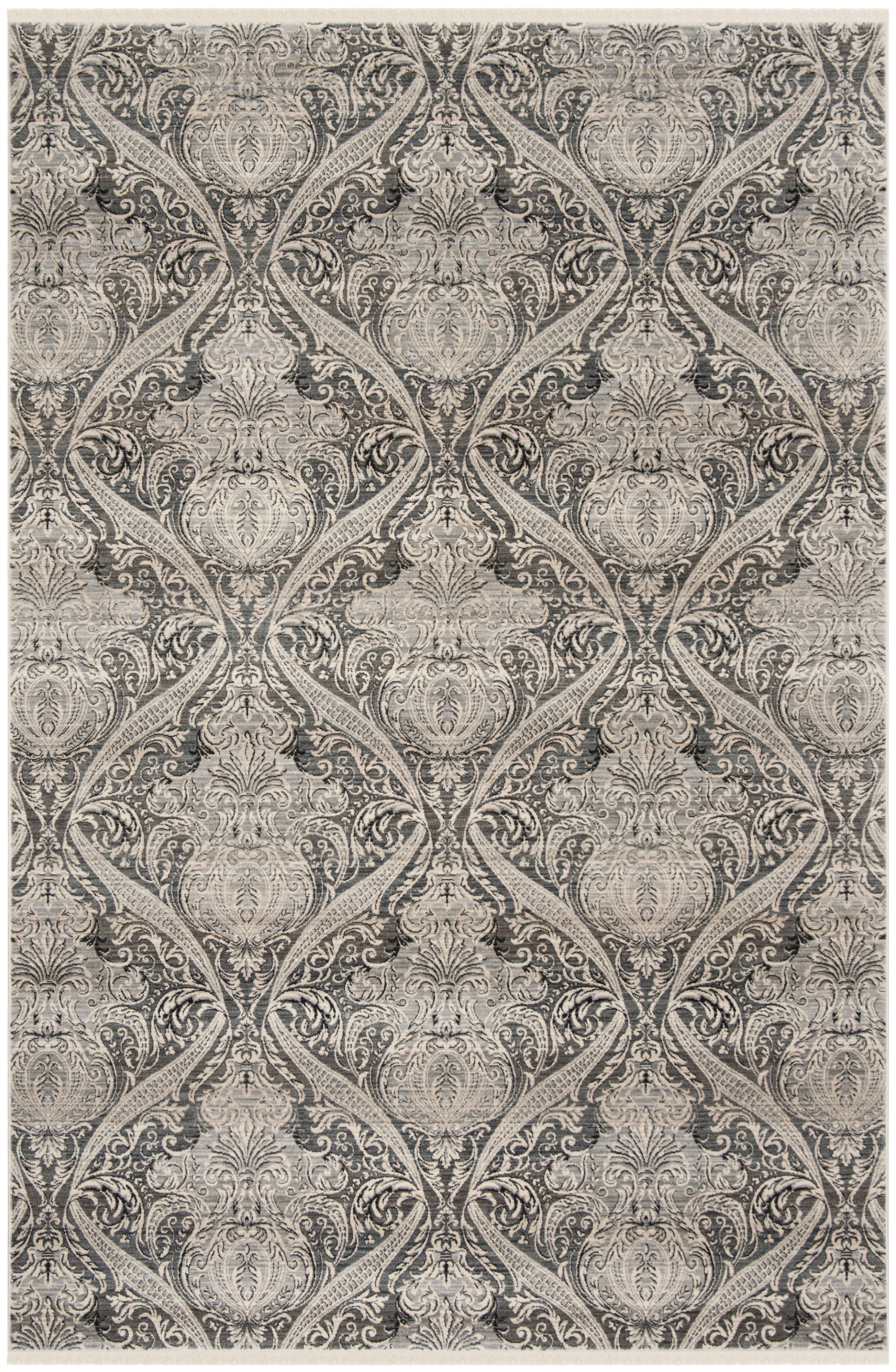 SAFAVIEH Vintage Persian Bear Geometric Polyester Area Rug, Grey/Charcoal, 6' x 9'