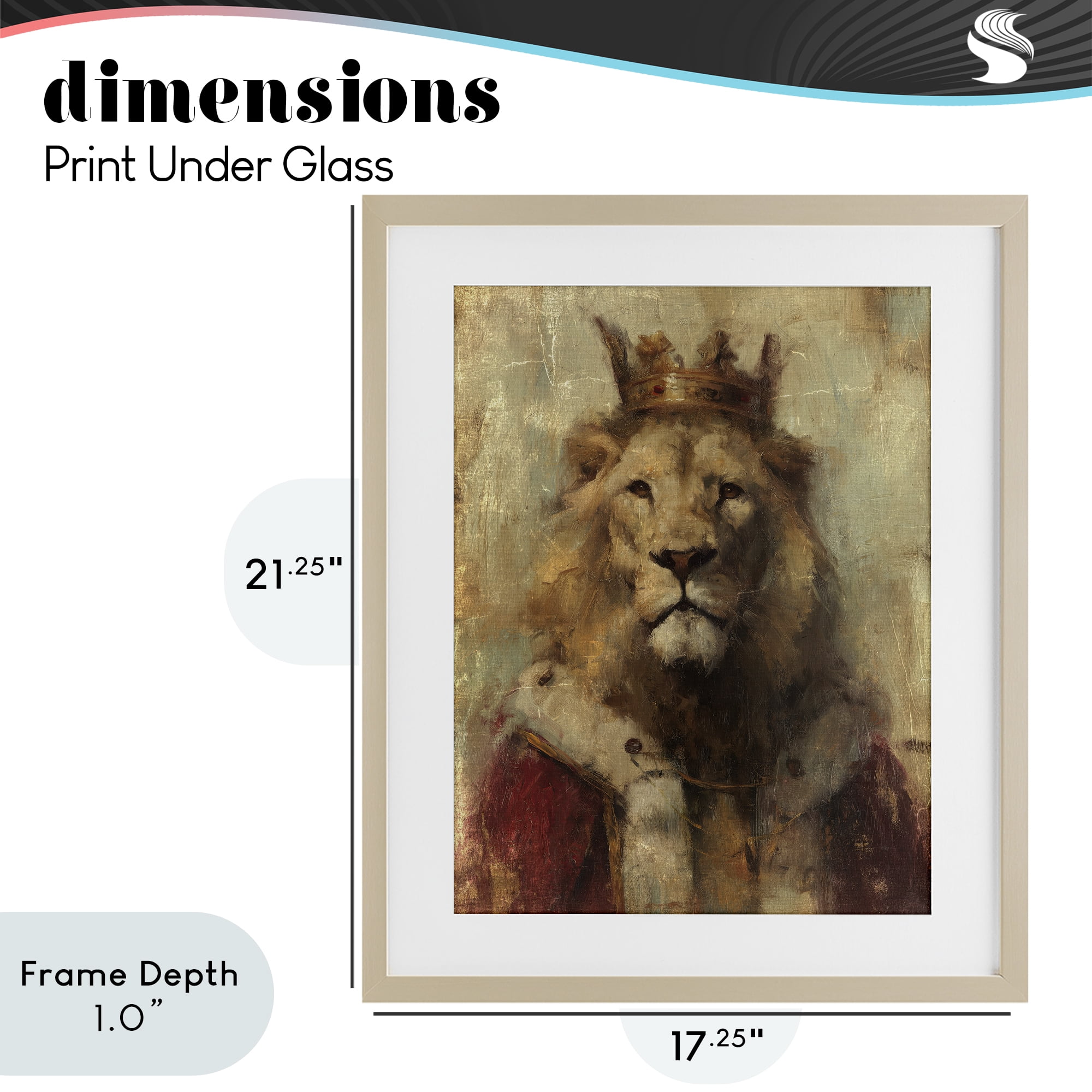 Stupell Industries Regal Lion Sovereign Birch Framed Print Under Glass, design by Svetlana Aleynikova