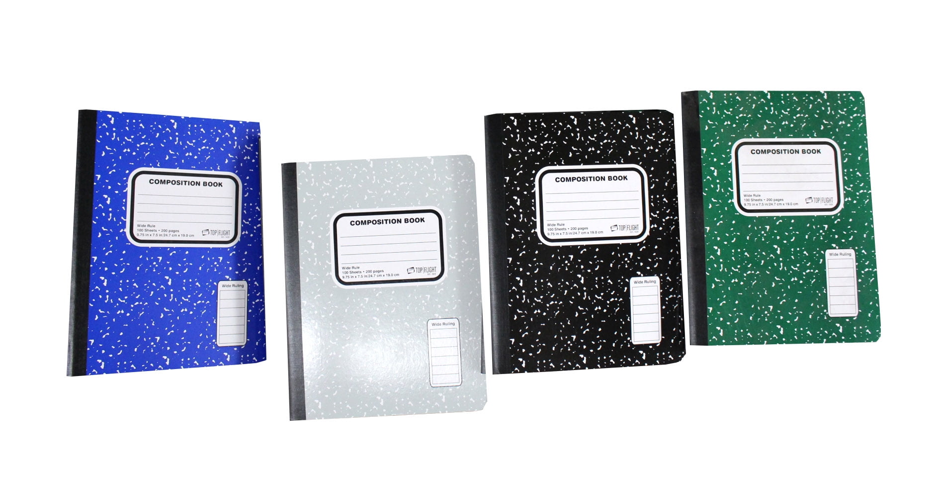Top Flight Marble Composition Books Wide Rule 100 Sheets (Pack of 3)