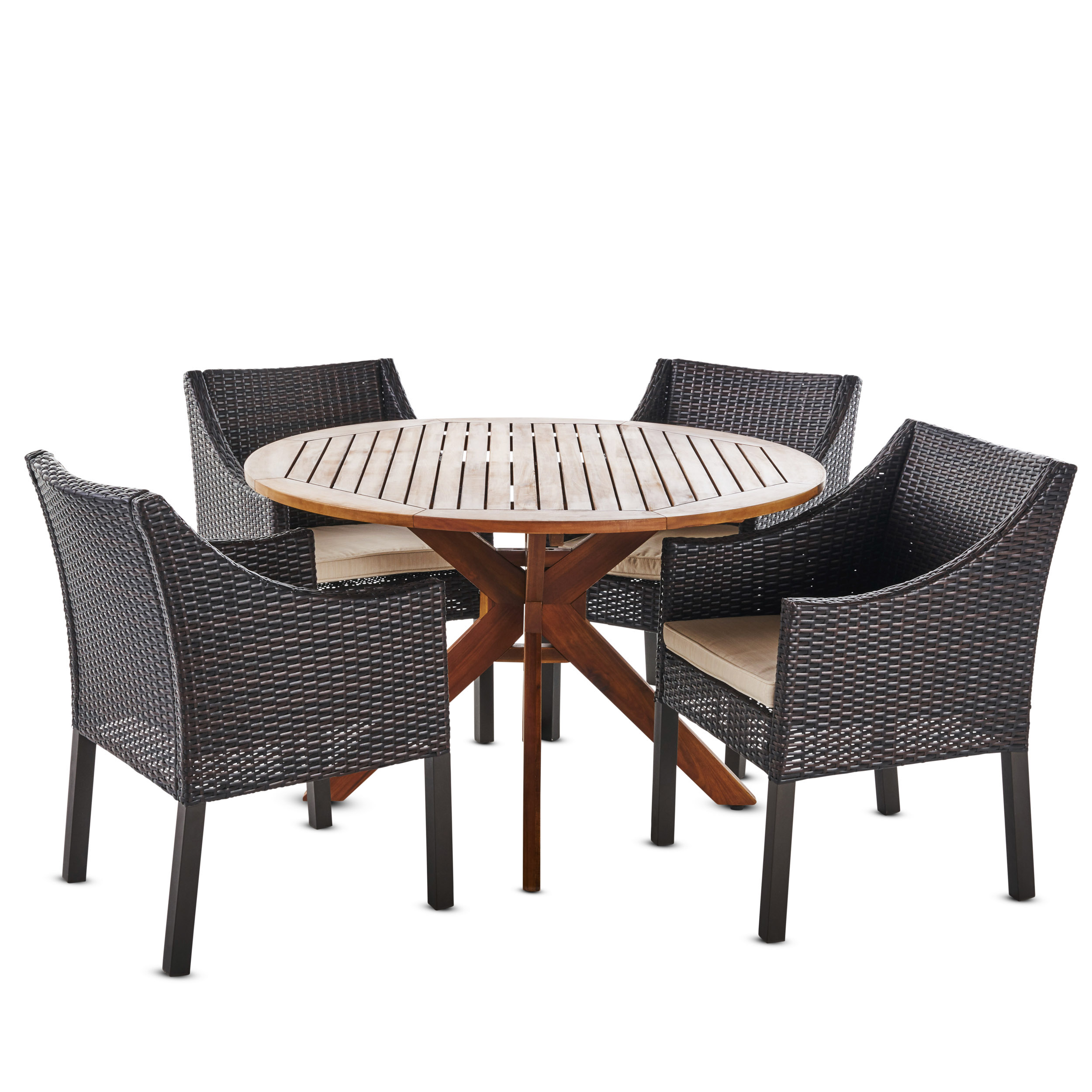 Noble House 5-Pieces Adult Contemporary Wood Assembled Dining Furniture Set, Beige