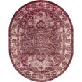 thumbnail image 1 of Unique Loom Isabella High-Low Pile Border Rug 7' 10 x 10' Oval Purple/Ivory, 1 of 1
