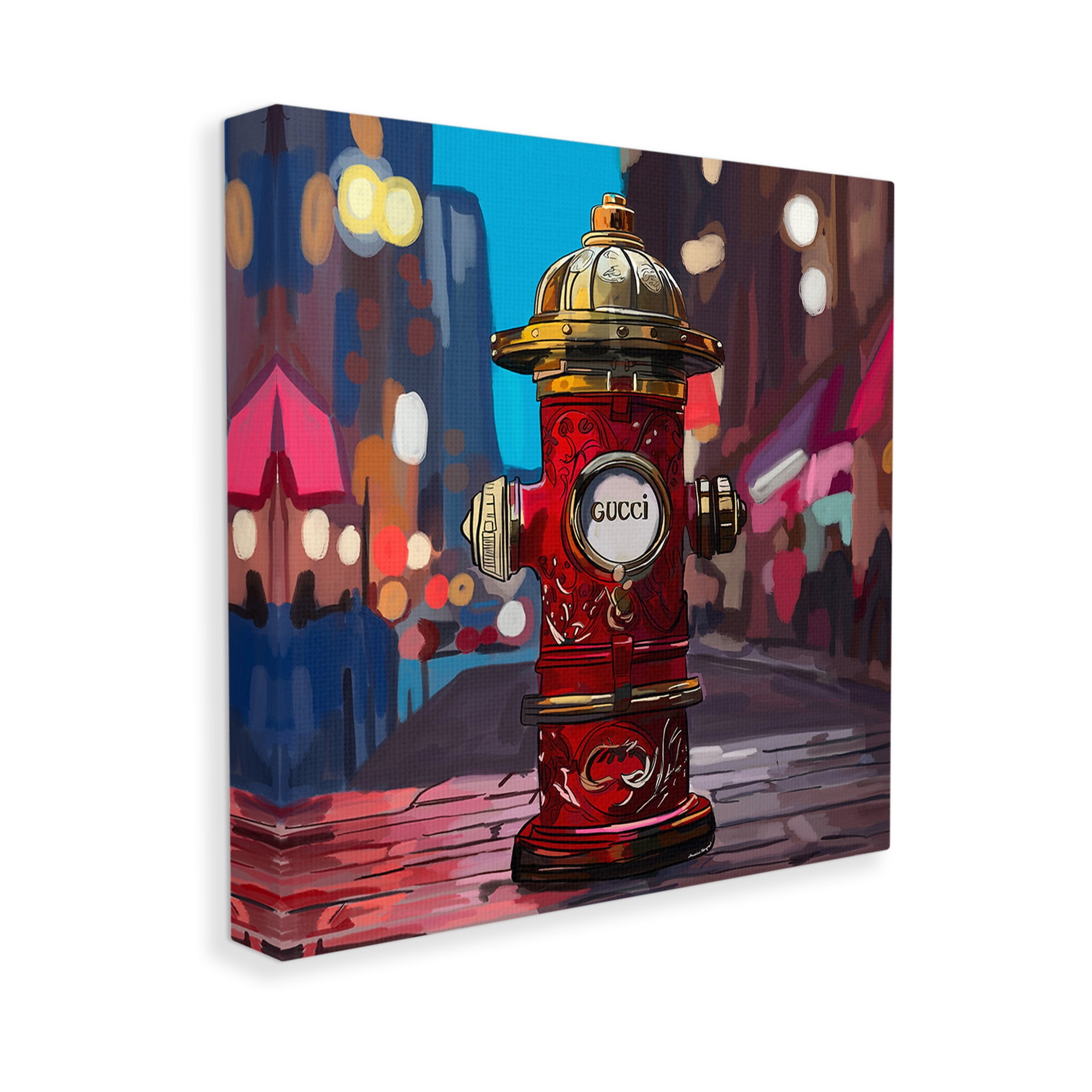 Stupell Industries Vivid Glam Hydrant Abstract Painting Gallery Wrapped Canvas Art Print Wall Art, 17 x 17