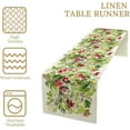 thumbnail image 3 of Watercolor Holly Christmas Table Runner, Winter Xmas Seasonal Holiday Dinner Table Decoration for Home Living Room Kitchen Dining Room 13x108in, 3 of 5