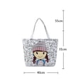thumbnail image 2 of style1 Las bolsas de asas grandes respetuosas del medio ambiente del viaje para las mujeres para la bolsa de asas de Shoppingcanvas con la cremallera, 2 of 4