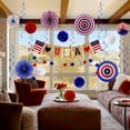 thumbnail image 5 of 26Pcs Patriotic Decorations 4th of July Decor - LOVE USA Banner Red White Blue Paper Fans Star Streamer Pom Poms Hanging Swirls for Veterans day,Labor Day,Presidents Day,Flag Day, 5 of 6