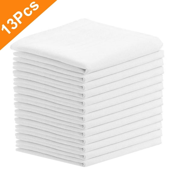 13pcs 100% Cotton White Handkerchiefs, EEEkit 15''x15'' Men's Hankies, Classic Pocket Square for Business and Wedding
