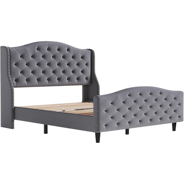 Eastvita Rattan Full Bed Frame with Headboard/Footboard/Strong Metal Slats/Noise-Free/Bohemian Style