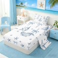thumbnail image 2 of Manfei Blue White Seashell Starfish Bow Twin Sheet Sets for Kids Girls, Sea Animal Bedding 3pcs, 1 Flat Sheet, 1 Fitted Sheet and 1 Pillowcase, 2 of 6