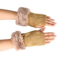 thumbnail image 4 of 3 pares de guantes de piel nuevos guantes de lana tejidos dedos abiertos medio dedo guantes de lana sintética C, 4 of 5