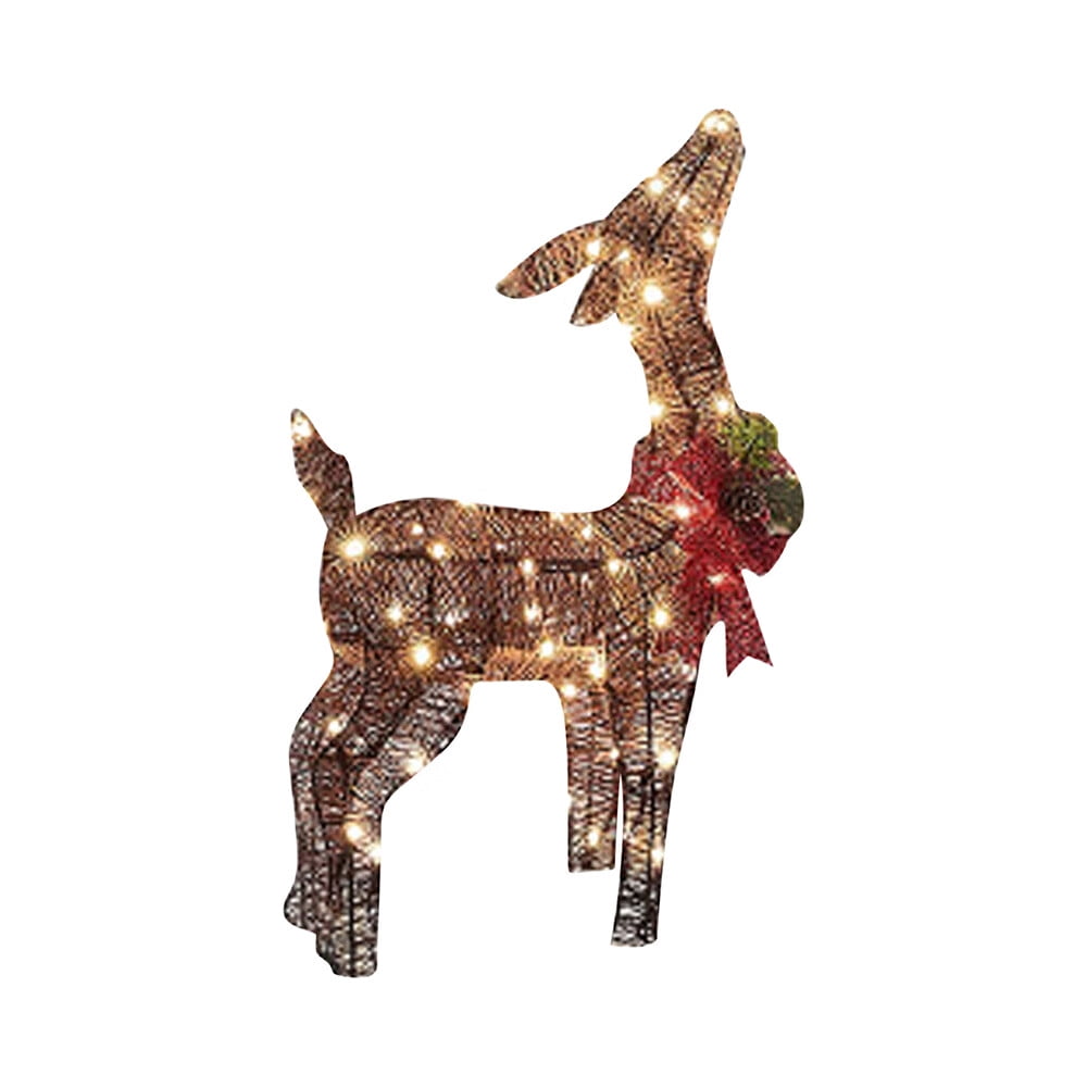 SuoKom Christmas Deer Light Decor, Glittering Deer with Strip Lights, Prelit Christmas Reindeer