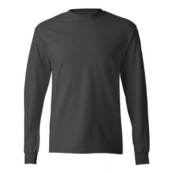 Hanes TAGLESS® Men`s Long-Sleeve T-Shirt - Best-Seller! (Pack of 2) 2 Smoke Gray