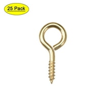 Uxcell 1.1" Small Screw Eye Hooks Self Tapping Screws Carbon Steel Gold Tone 25Pcs