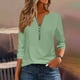 thumbnail image 2 of Camisetas para mujer,Camiseta de manga larga estampada para mujer, blusa informal de cuello redondo, poliéster, cierre de cremallera, ideal para uso diario y en casa, sopatenor, 2 of 9